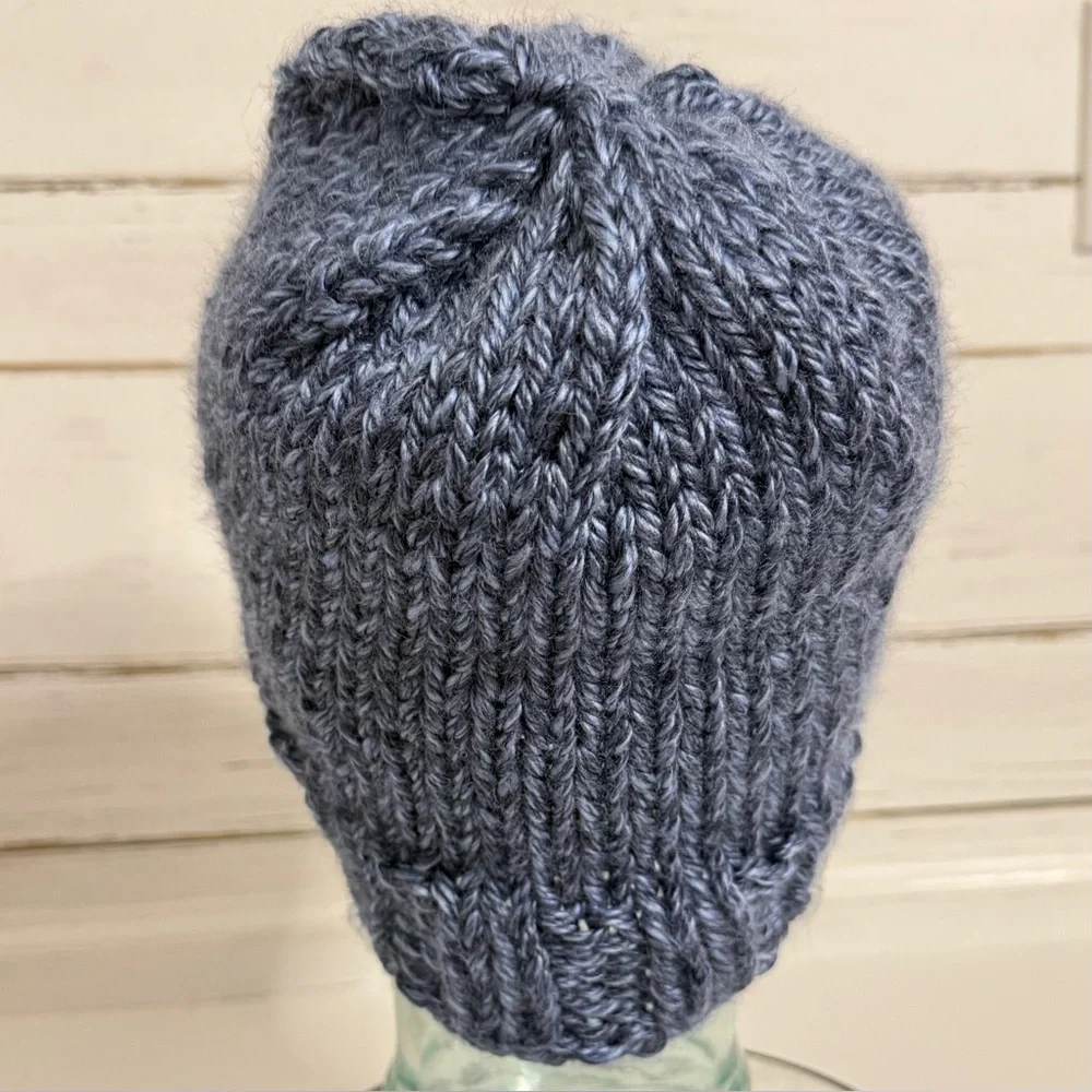 Hand-Knit Blue Beanie